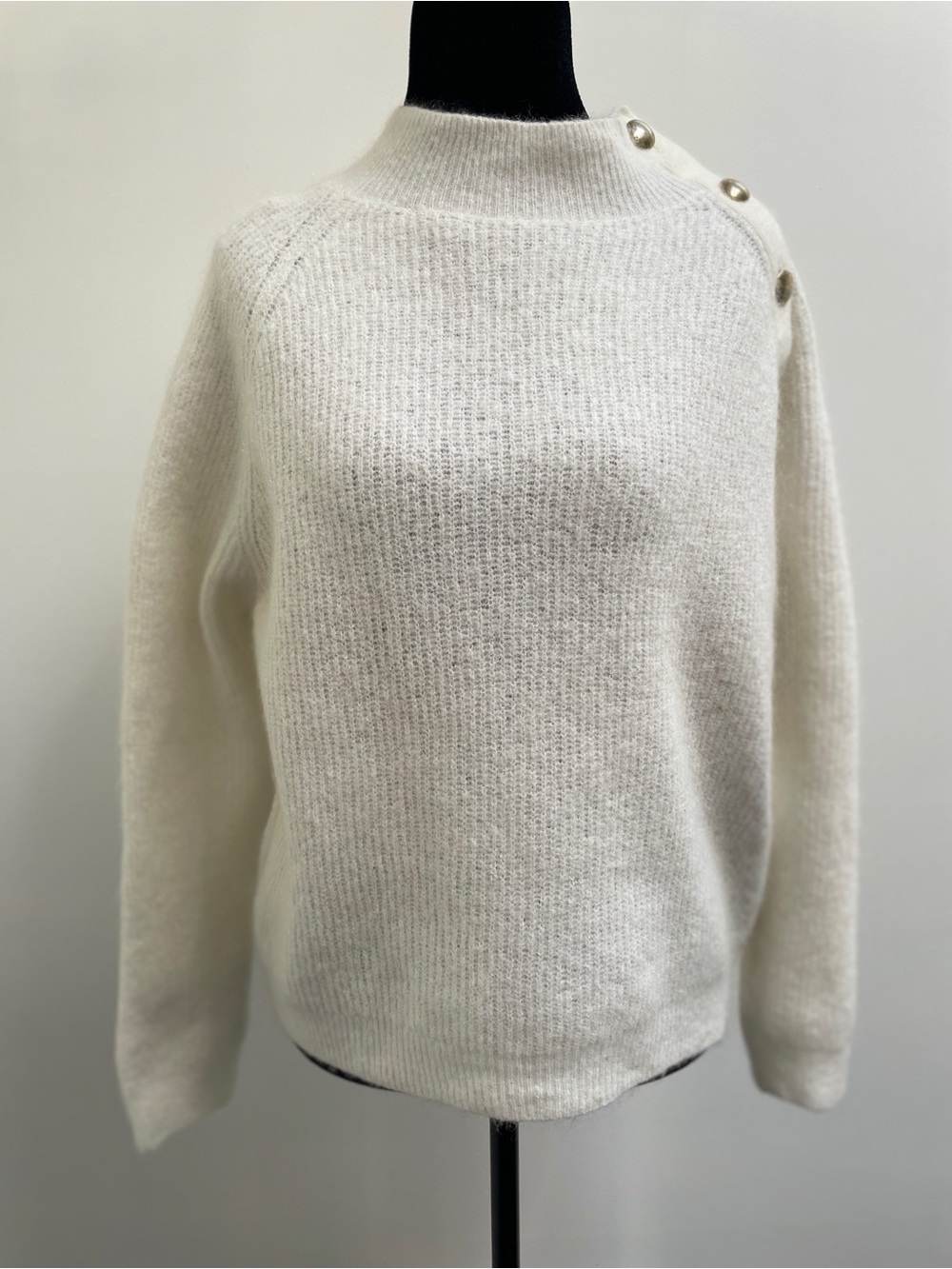 Sézane La Maille Ivory Mohair Blend Sweater XL